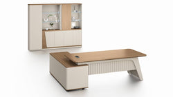 Flinders Storage Cabinet 2.4m – Walnut & Elegance Grey
