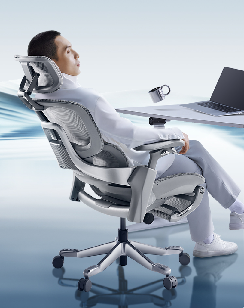 Starship High Back Ergonomic Mesh Chair Grey-by FC