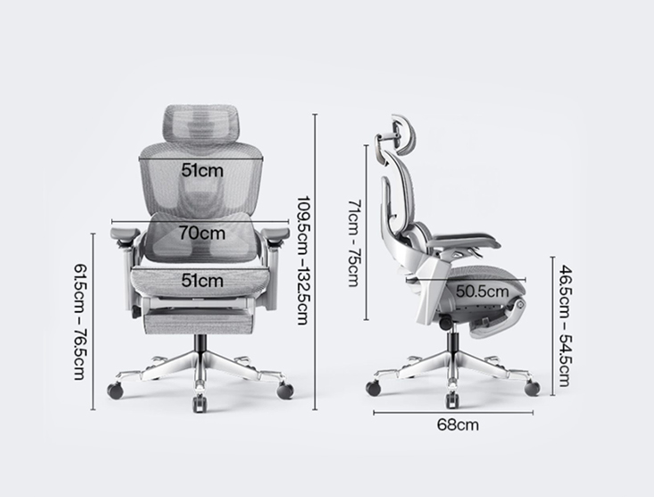Starship High Back Ergonomic Mesh Chair Grey-by FC