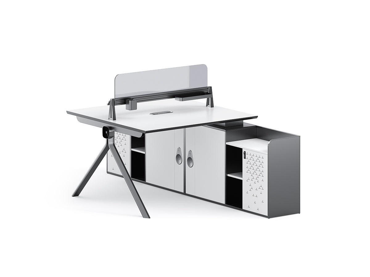 Sterling Workstation 2 People – Frost White & Dark Grey