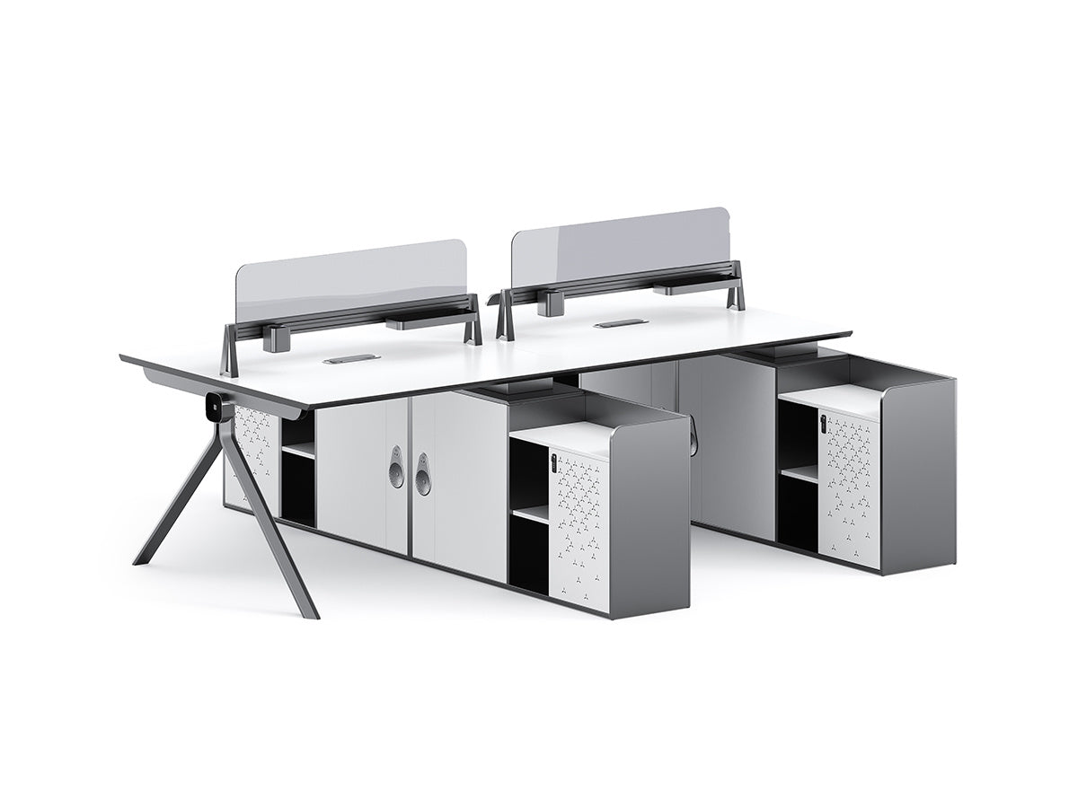 Sterling Workstation 2 People Extention – Frost White & Dark Grey