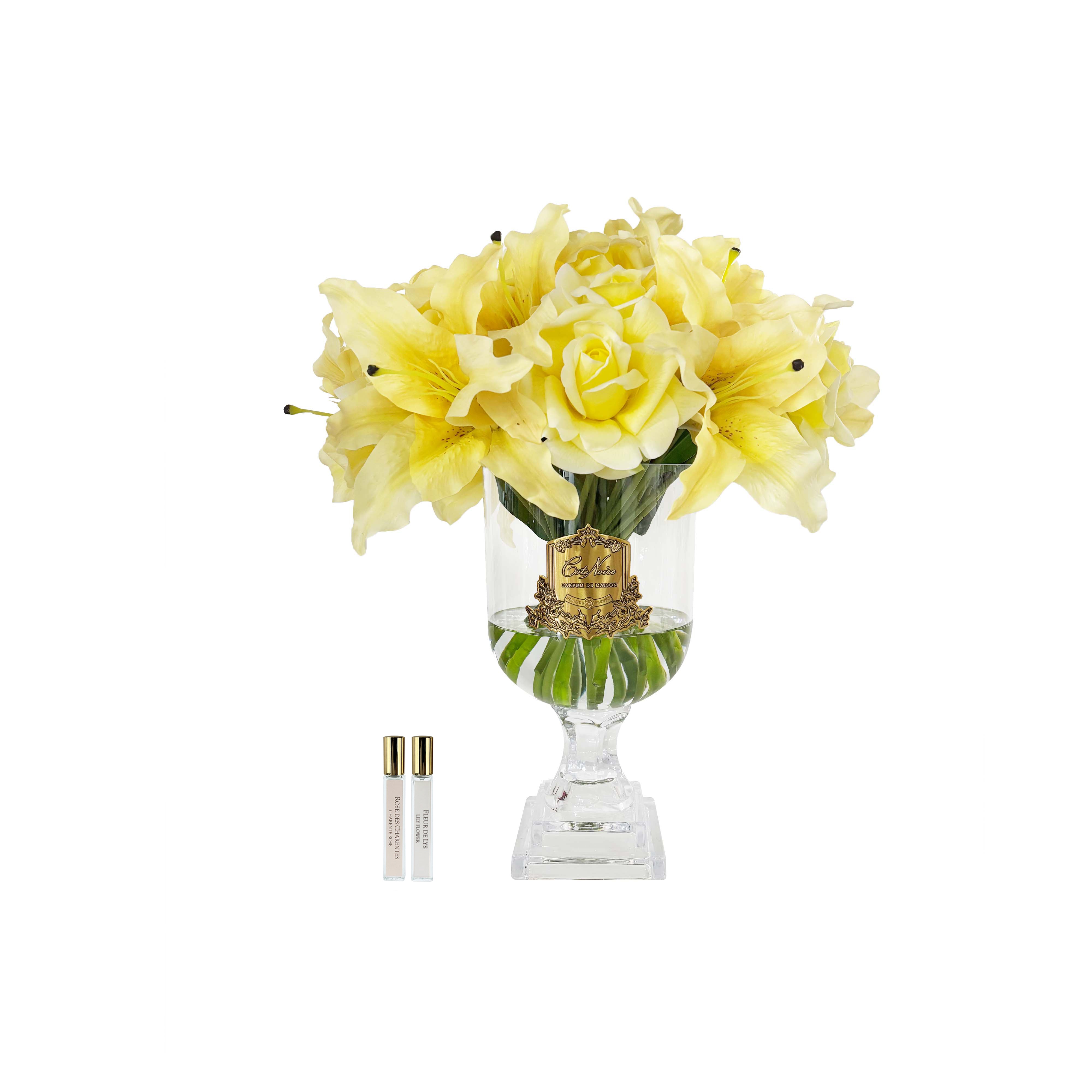 Cote Noire Versailles Lilies & Roses Bouquet - Gold & Ivory White - VLR08