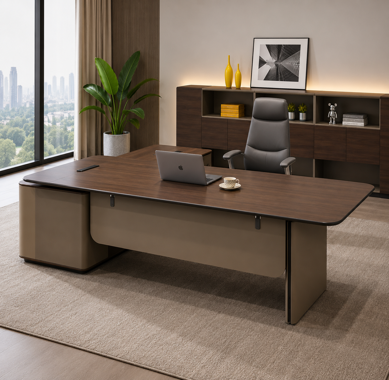 Valencia Executive Sit & Stand Desk 2.4m -Walnut & Sand