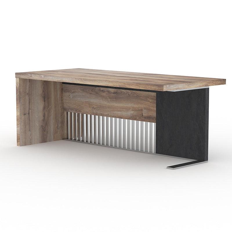 AFTAN Reception Desk Left Panel 180cm - Warm Oak & Black - Furniture Castle