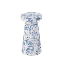 Amalfi Provincial Watercolour Ceramic Candleholder White & Blue 14x14x24cm