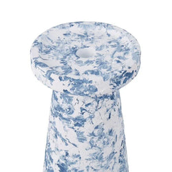 Amalfi Provincial Watercolour Ceramic Candleholder White & Blue 14x14x24cm