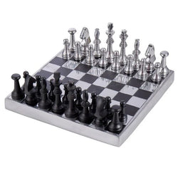 Society Home Corbin Chess Set Silver & Black 34x34x12cm