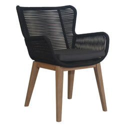 Marrakesh Outdoor 5-Piece Round Dining Set – Black/Charcoal with Eucalyptus Wood (W110 x D110 x H75 cm)