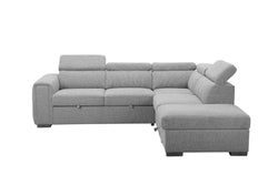 Odelia Grey Fabric Sofa Set – 2-Seater with Sofa Bed, RHF Chaise & Ottoman