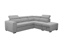 Odelia Grey Fabric Sofa Set – 2-Seater with Sofa Bed, RHF Chaise & Ottoman