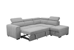 Odelia Grey Fabric Sofa Set – 2-Seater with Sofa Bed, RHF Chaise & Ottoman