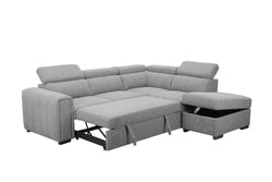 Odelia Grey Fabric Sofa Set – 2-Seater with Sofa Bed, RHF Chaise & Ottoman