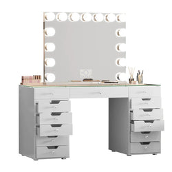 Eva-RGB Vanity Desk Pro - 13 Storage Drawers Black