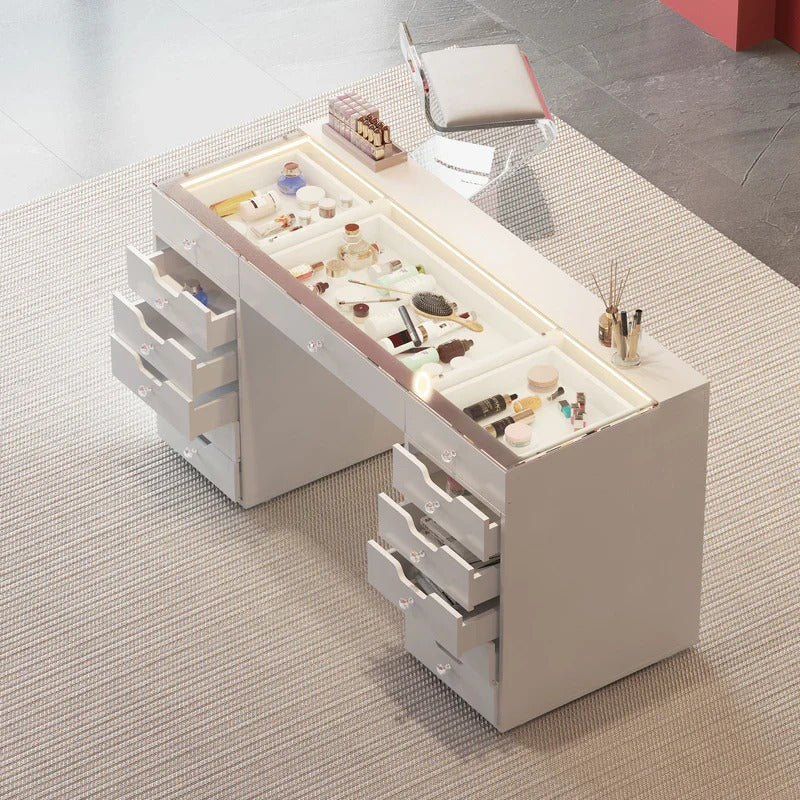 Eva-RGB Vanity Desk Pro - 13 Storage Drawers White