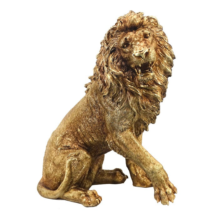 Zambia Resin Gold Male Lion Xlge W45X D29X H55cm