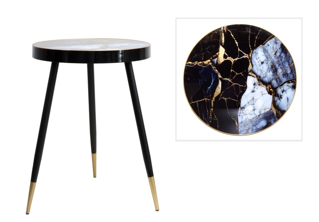 Tea Table Marble Black 61cm