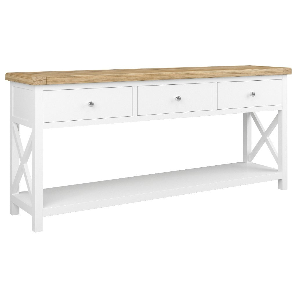 Sellwood 3 Draw Console Table Oak/Whit 170X38X76Cm