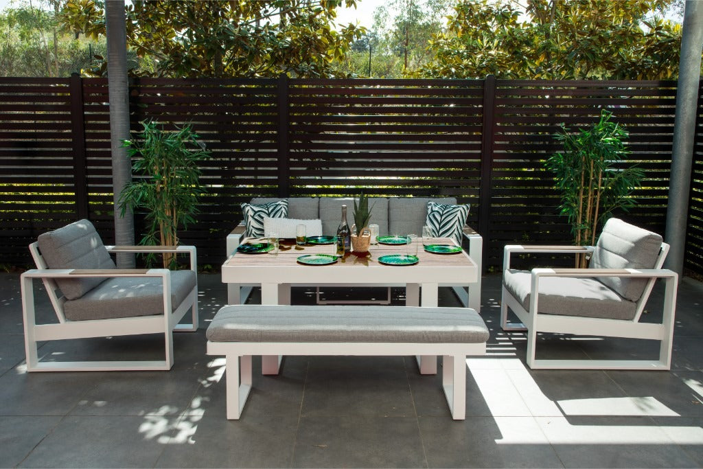 Maderia Outdoor 5pc Mid Height Dining Set-White