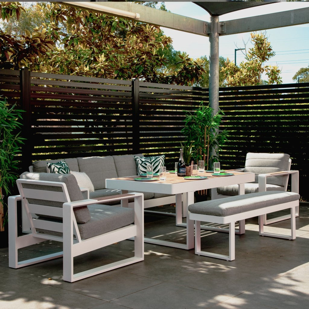 Maderia Outdoor 5pc Mid Height Dining Set-White