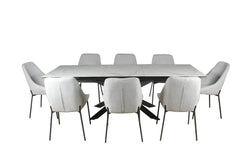 Iza Extention Dining Table 180-240X90X76cm-White Grey