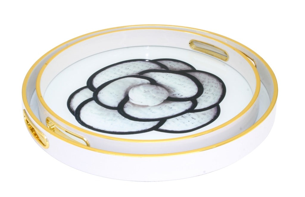 Tray-Camellia-White(Set of 2) 40cm