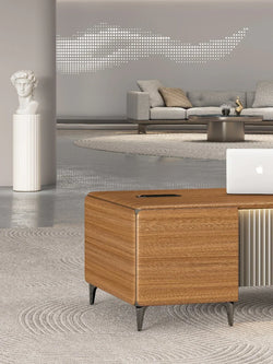 Majestic Oak Executive Office Desk 1.8m Golden Oak & Grey
