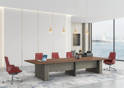 Monarch Boardroom Table 3.6m x 1.4m - Brown Walnut & Grey