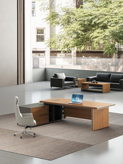Oxford Executive Desk 2.4m -Golden Oak & Grey