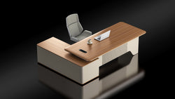 Ebony Executive Desk 2m -Golden Oak & Grey