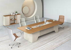 Ebony Boardroom Table 3.6m x 1.4m - Golden Oak & Grey