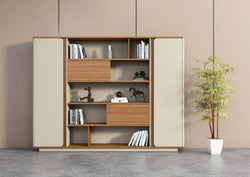 Ebony File Cabinet 2.4m -Golden Oak & Grey