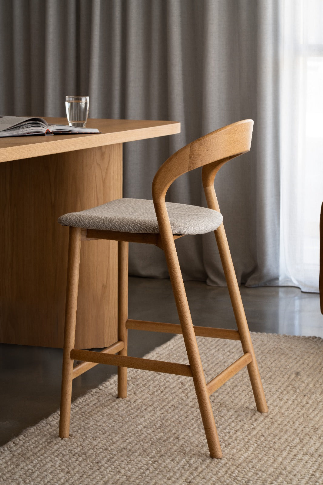 Nestor Bar Stool Oak Upholstered W49XD53XH94.5cm