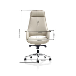 Lawson Executive Leather Chair – Beige | PU Leather & Aluminium Base