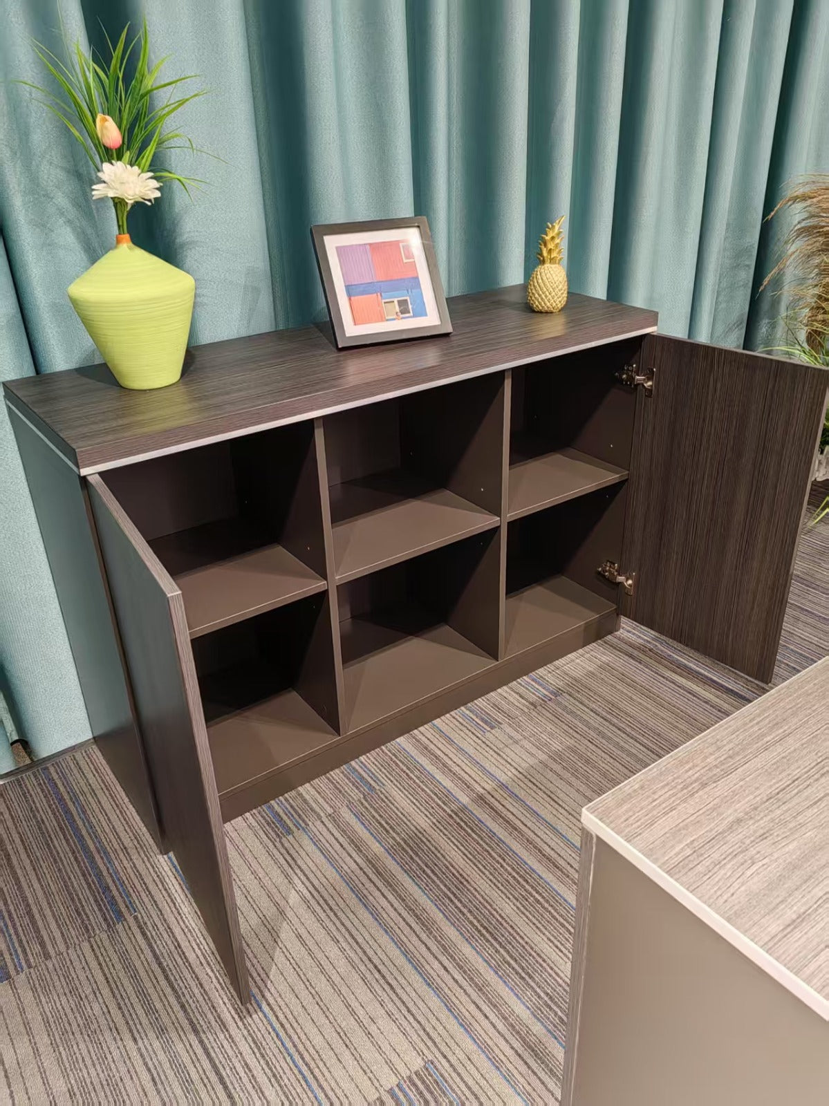Nexus File Cabinet 1.2m -Dark Teak & Grey