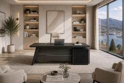 Wrestler Executive Desk 2.4m Left Return– Wooden Grain Finish