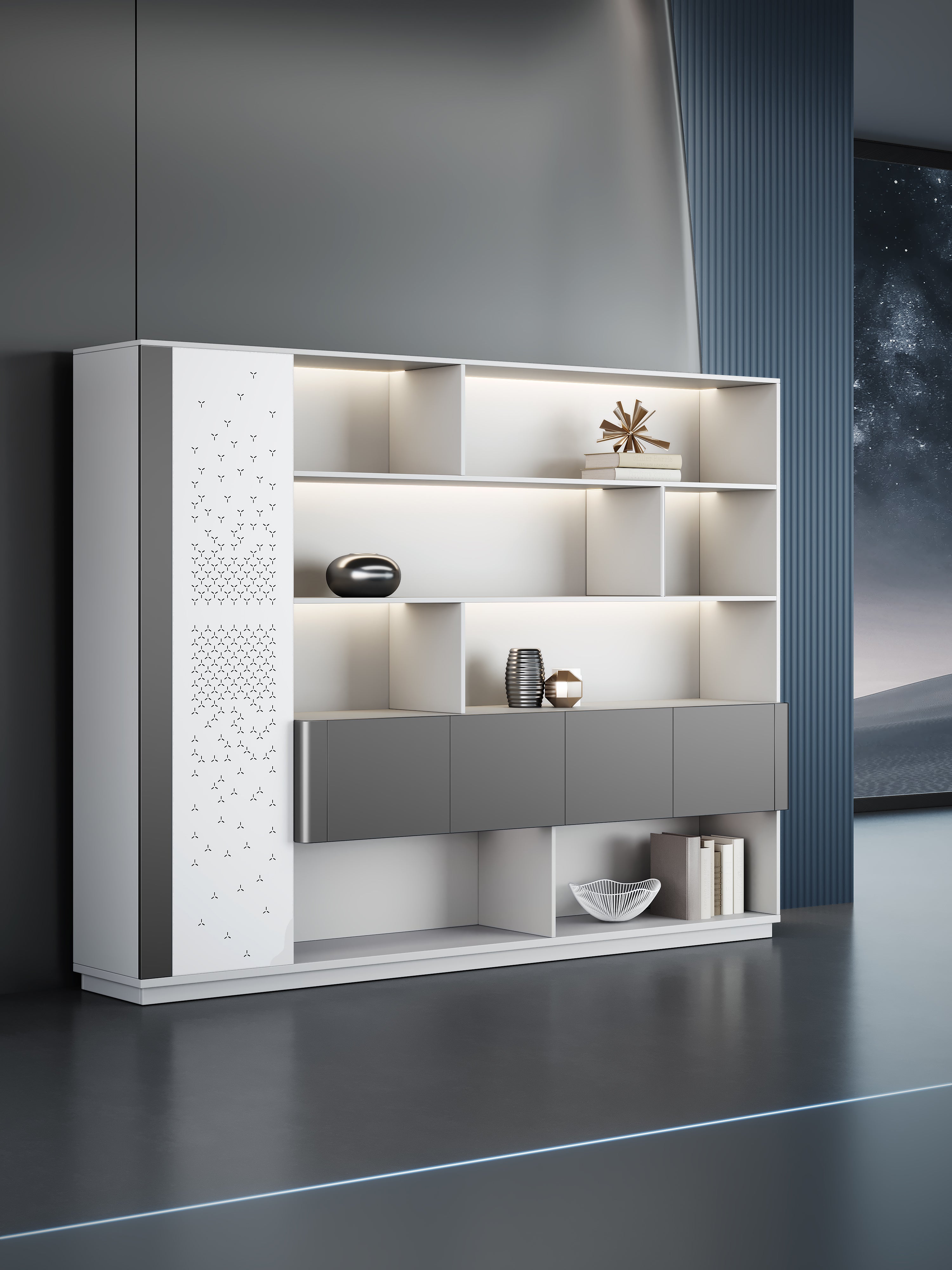 Sterling 2.4m File Cabinet – Frost White & Dark Grey