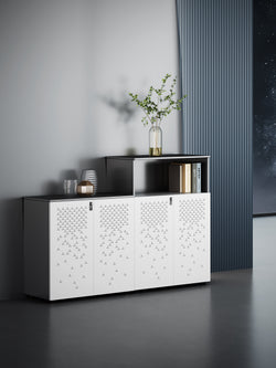 Sterling Low Cabinet 80cm – Frost White & Dark Grey