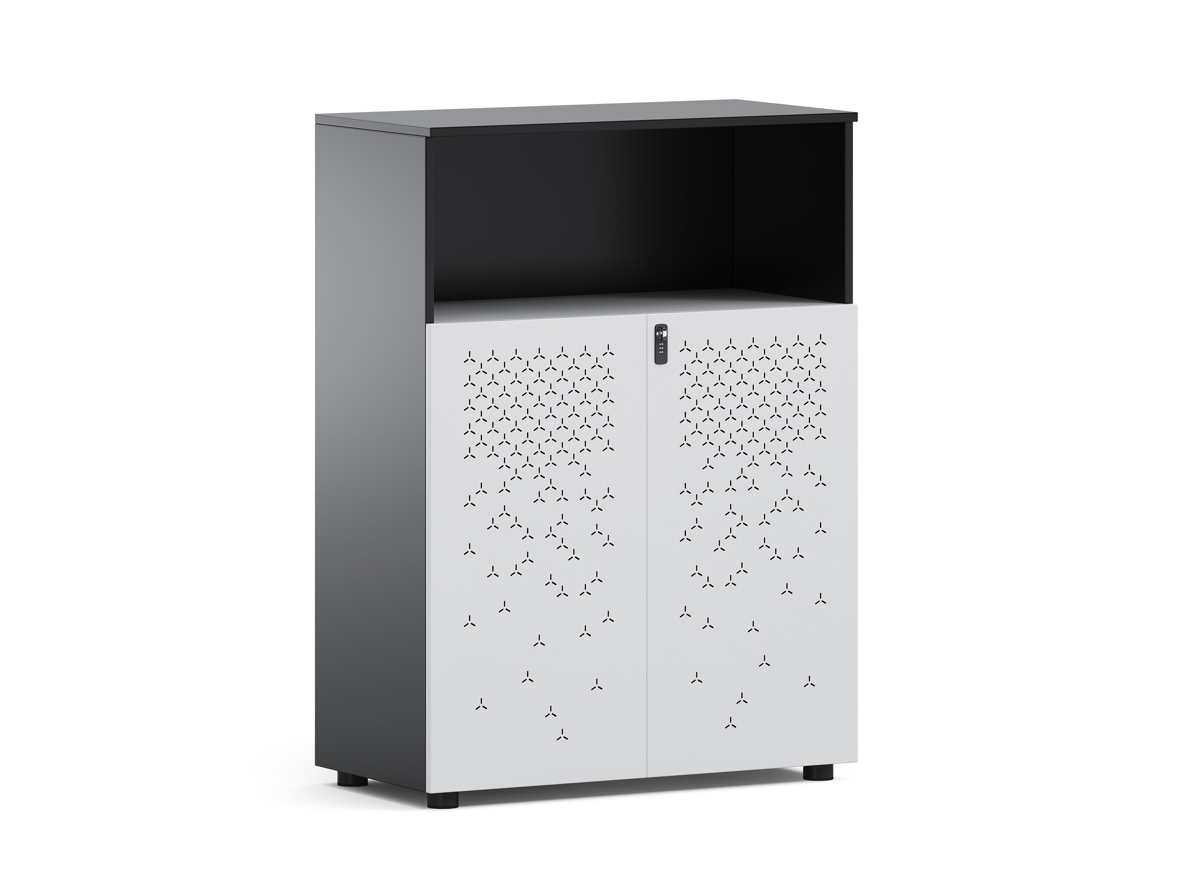 Sterling Low Cabinet 80cm – Frost White & Dark Grey