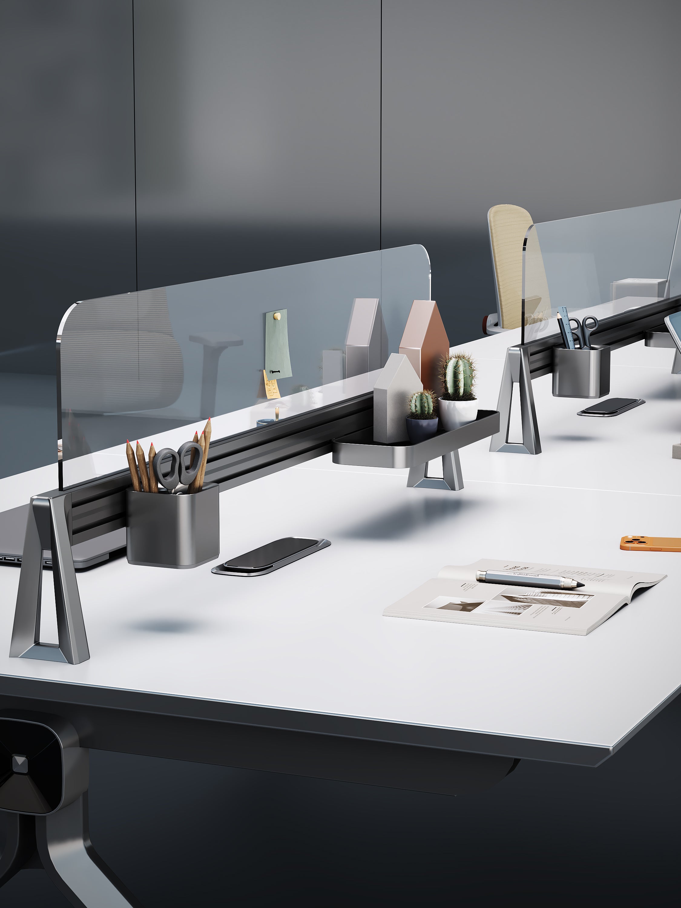 Sterling Workstation 2 People Extention – Frost White & Dark Grey