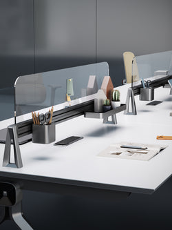 Sterling Workstation 2 People Extention – Frost White & Dark Grey