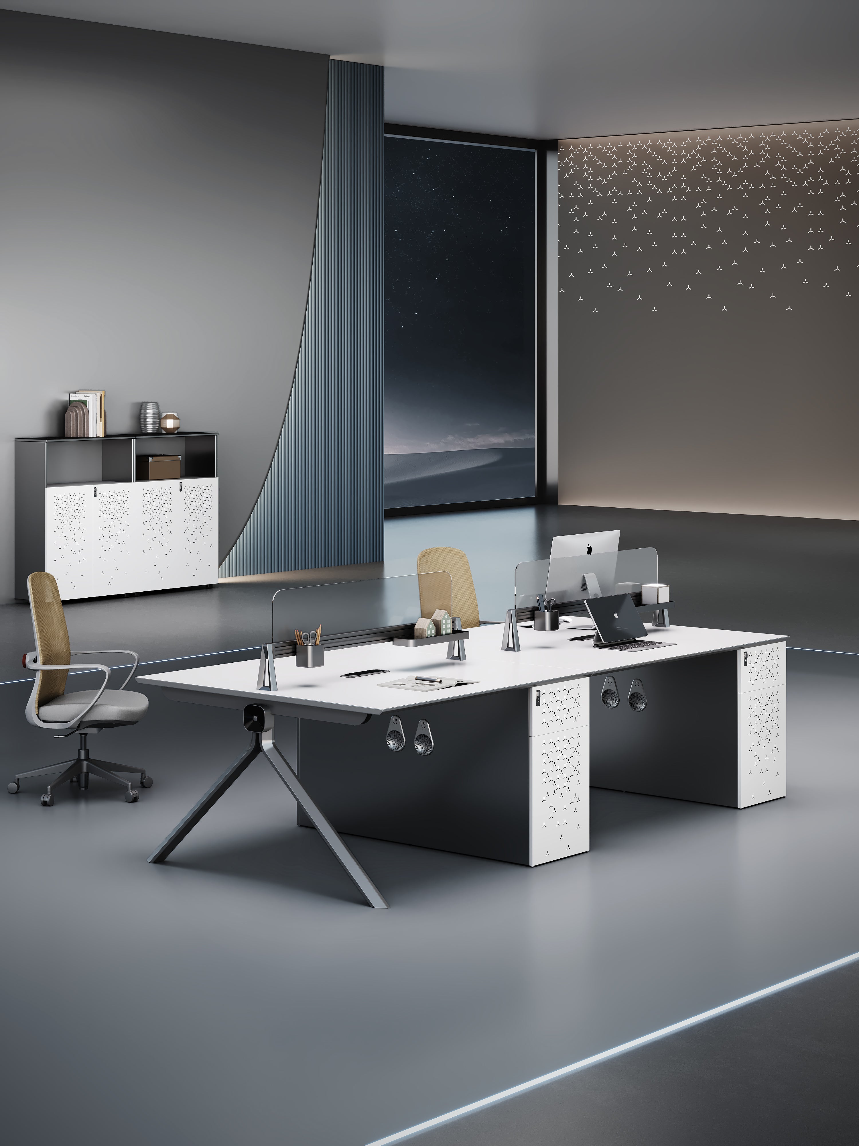 Sterling Low Cabinet 80cm – Frost White & Dark Grey