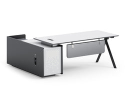 Sterling Executive Office Desk 2M Right Return -Frost White & Dark Grey