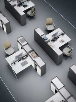 Sterling Workstation 2 People Extention – Frost White & Dark Grey