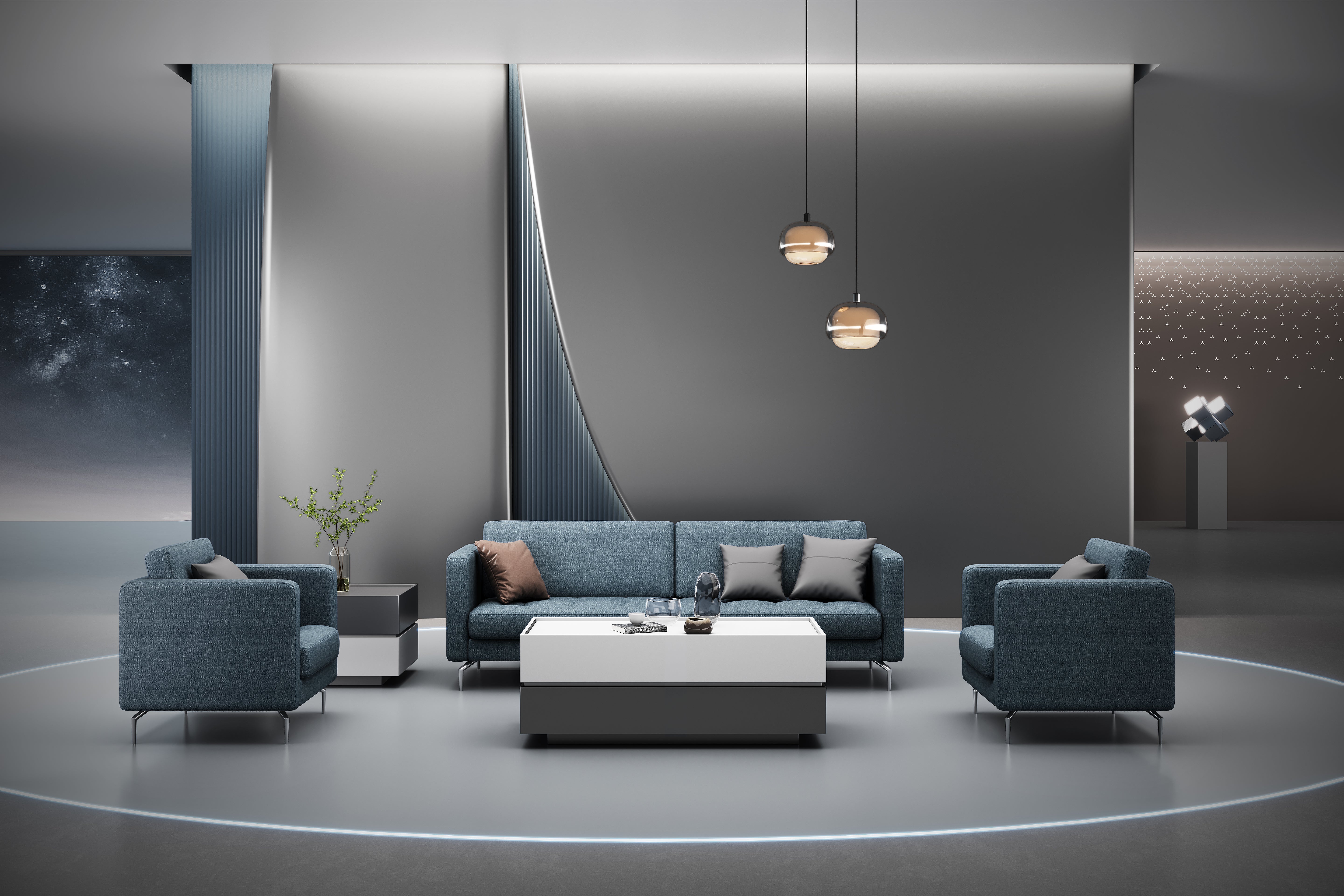 Sterling Coffee Table 1.2m – Frost White & Dark Grey
