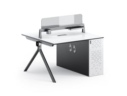 Sterling Workstation 2 People Extention – Frost White & Dark Grey
