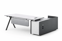 Sterling Executive Office Desk 2M Left Return -Frost White & Dark Grey
