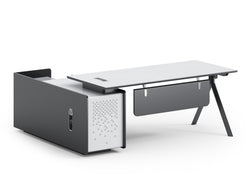 Sterling Executive Office Desk 2M Right Return -Frost White & Dark Grey