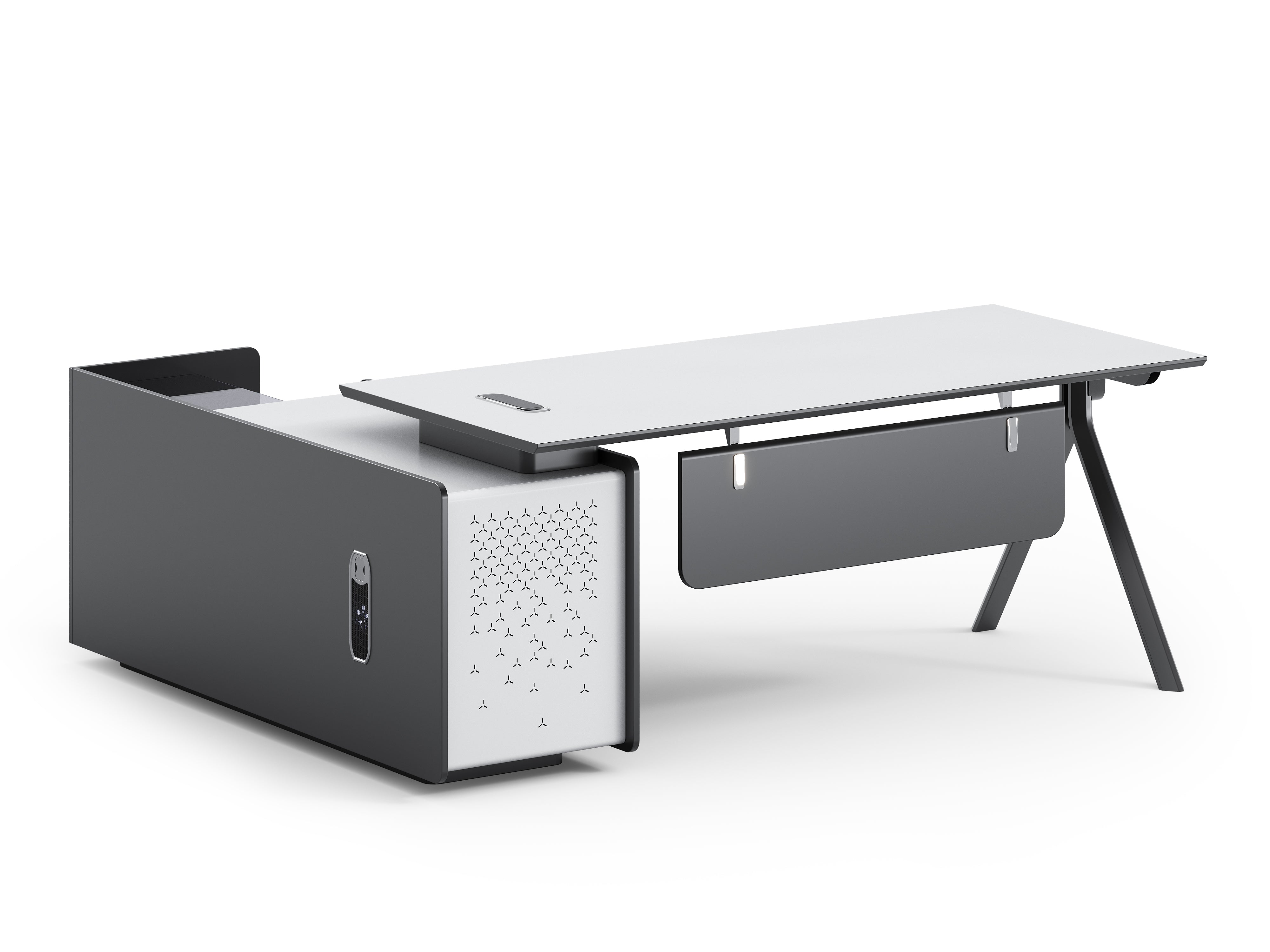 Sterling Executive Office Desk 2M Right Return -Frost White & Dark Grey