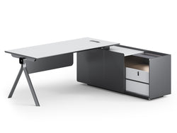 Sterling Executive Office Desk 2M Right Return -Frost White & Dark Grey