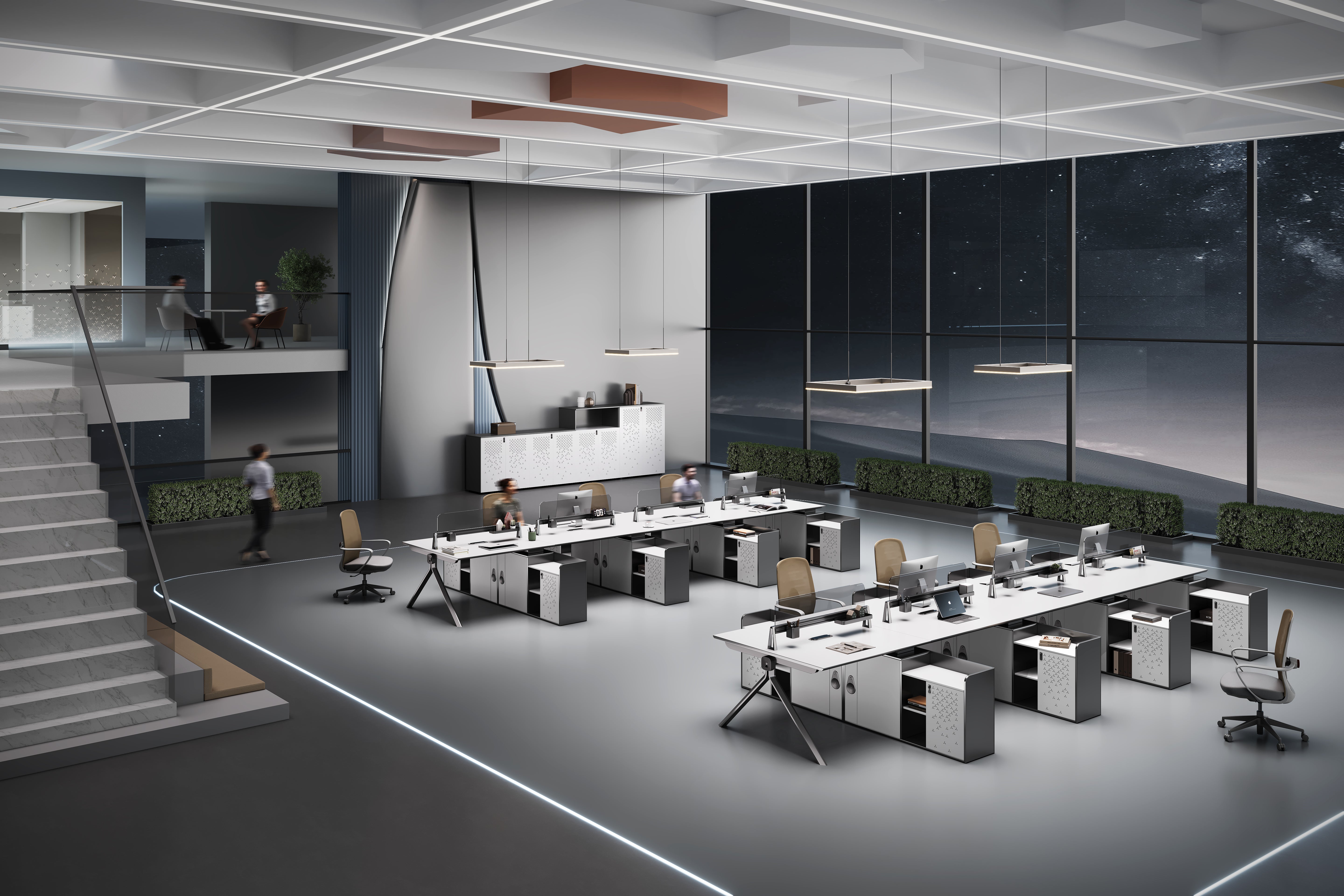 Sterling Workstation 2 People Extention – Frost White & Dark Grey